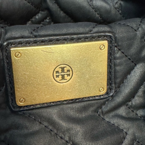Tory Burch Black Quilted Grosgrain Strap Tote Bag #1 - Picture 2 of 12